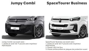 Comparatif Jumpy Combi - Spacetourer face avant